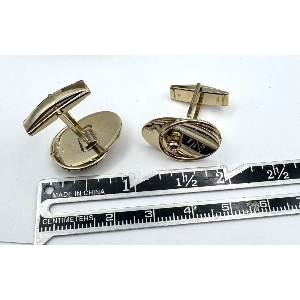 Cufflinks and Tie Clip Gold Tone Art Deco Vintage Craftmode Mens